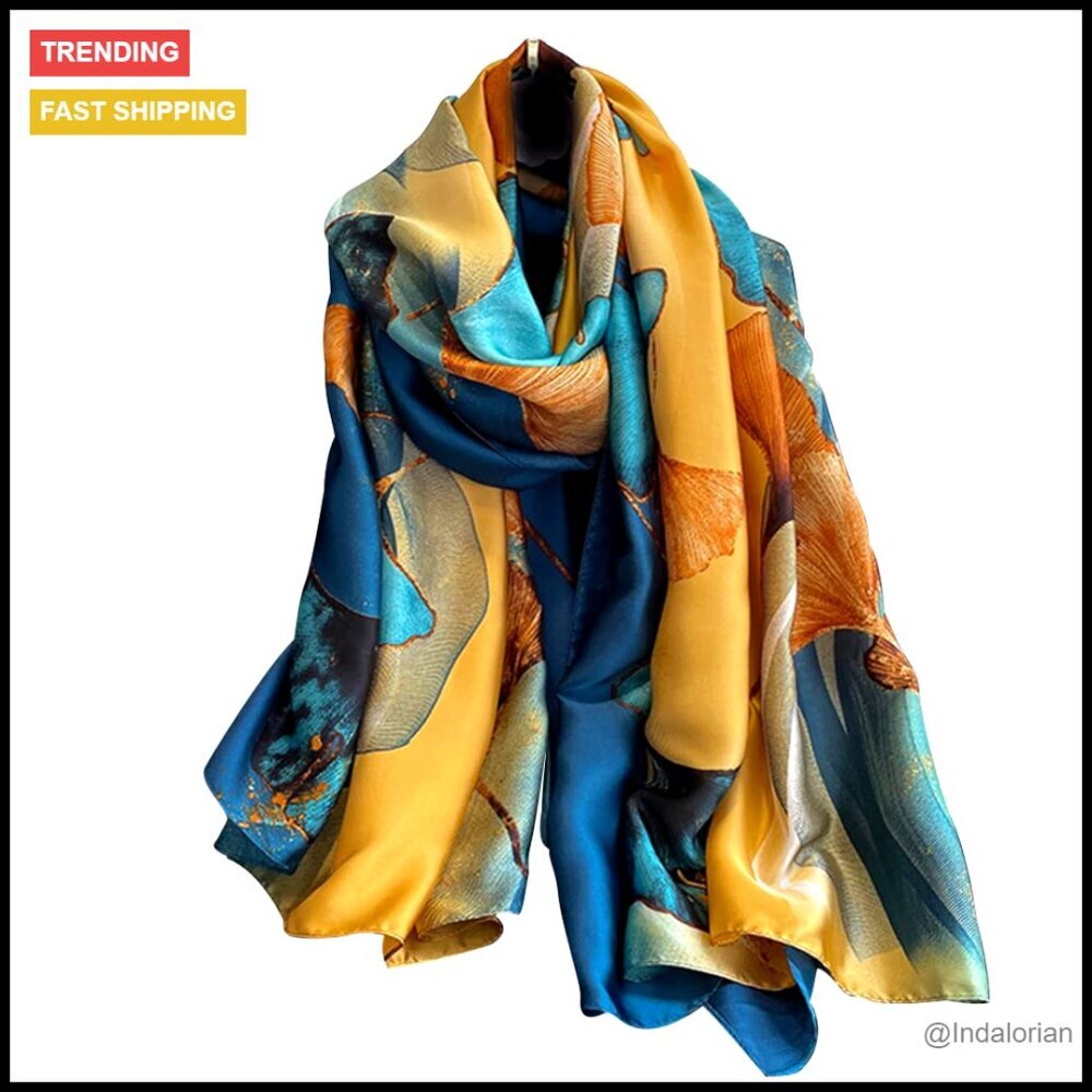 Long Silk Scarf Elegant Lightweight Satin Wrap Fashion Accessory Boho Chic